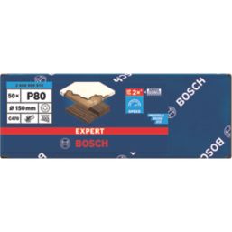 Bosch Expert C470 80 Grit 6-Hole Punched Wood Sanding Discs 150mm 50 Pack