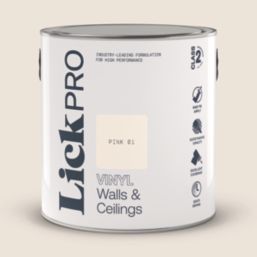 LickPro  2.5Ltr Pink 01 Vinyl Matt Emulsion  Paint