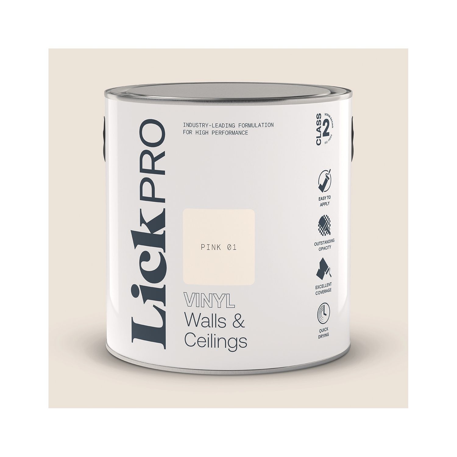 LickPro 2.5Ltr Pink 01 Vinyl Matt Emulsion Paint (225TM)