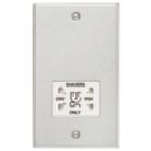 Knightsbridge  2-Gang Dual Voltage Shaver Socket 115 V / 230V Brushed Chrome with White Inserts