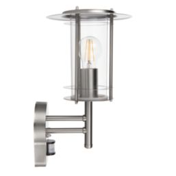 Saxby York Outdoor Wall Light With PIR Sensor Polished Stainless Steel