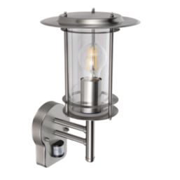 Saxby York Outdoor Wall Light With PIR Sensor Polished Stainless Steel