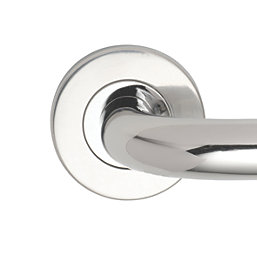 Eurospec  Fire Rated Safety Lever on Rose Pair Polished Stainless Steel