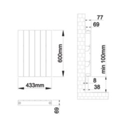 Flomasta  600mm x 433mm 1177BTU White Vertical Designer Radiator