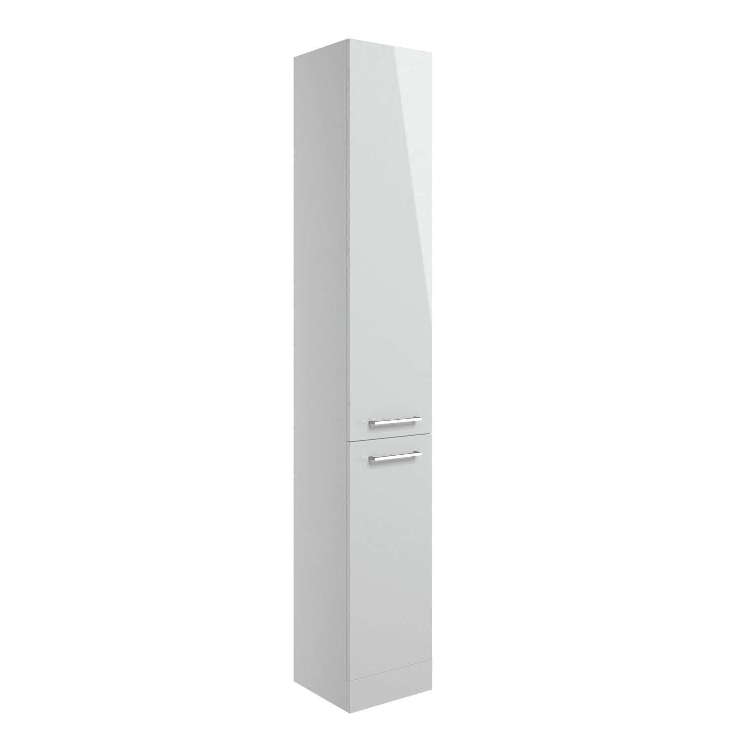 Ohio Tall Floor-Standing Bathroom Storage Unit Grey Gloss 350mm x 348mm x 1900mm (226AE)