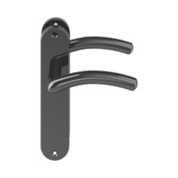 Cooke & Lewis Bourne Fire Rated Latch Lever on Backplate Handle Pair Polished / Black Nickel
