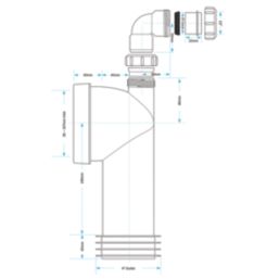 Viva  Rigid 90° Angled WC Pan Connector (1¼" Adaptor) White 320mm