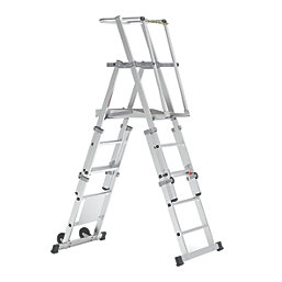 Boss Teleguard Plus 4 to 6 Rung Aluminium & Steel Telescopic Platform Ladder 2.37m