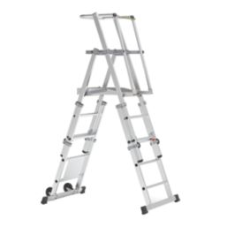 Boss 2.37m Aluminium 2 x 5 Step Telescopic Platform Ladder With Handrail