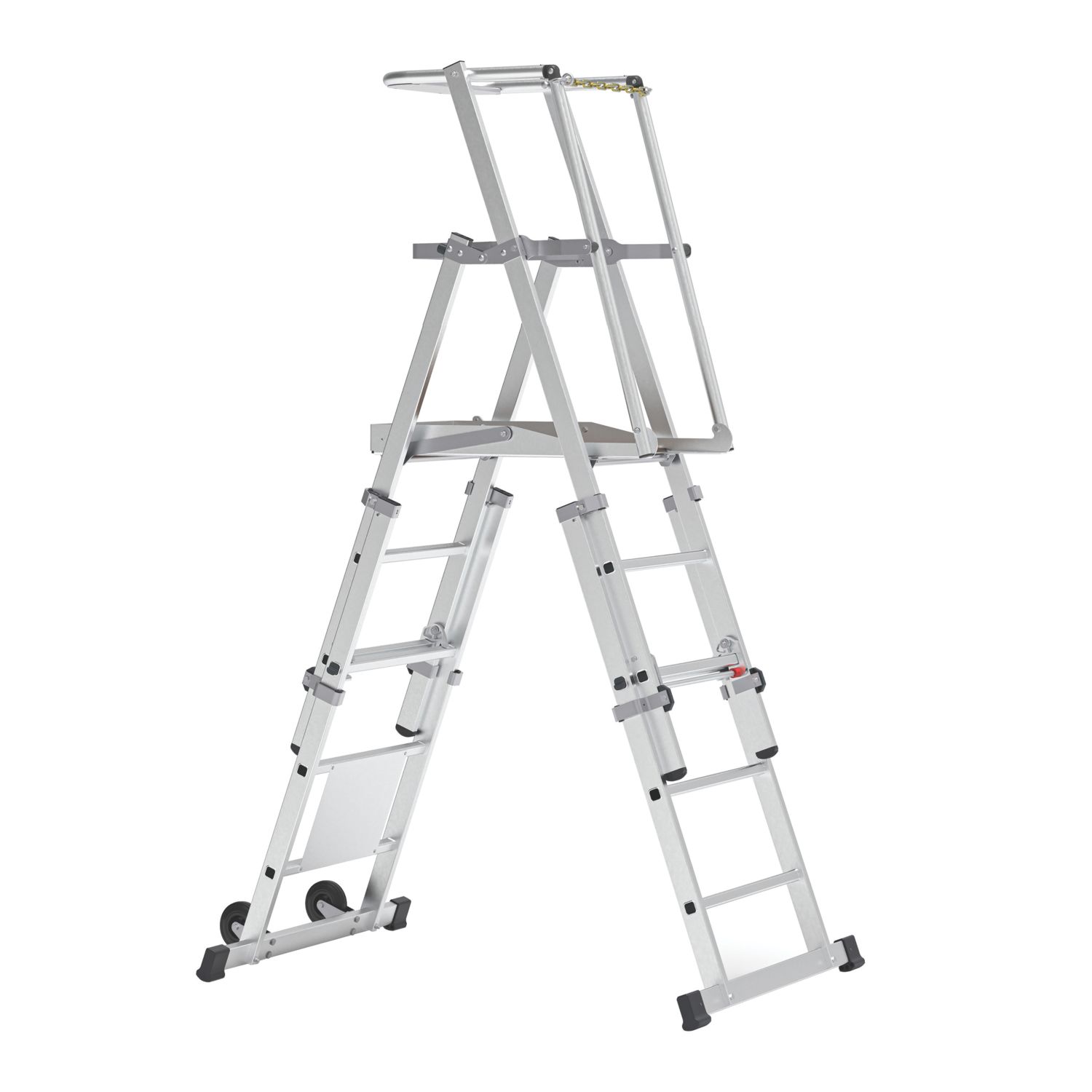 Boss 2.37m Aluminium 2 x 5 Step Telescopic Platform Ladder With Handrail (226PG)
