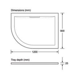 Mira Flight Level Safe Offset Quadrant Shower Tray Right-Handed White 1200mm x 900mm x 25mm