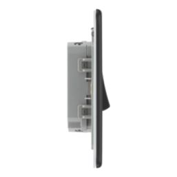 LAP  20A 16AX 2-Gang 2-Way Switch  Matt Black with Colour-Matched Inserts