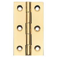 Polished Brass  Solid Drawn Butt Hinges 64 x 35mm 2