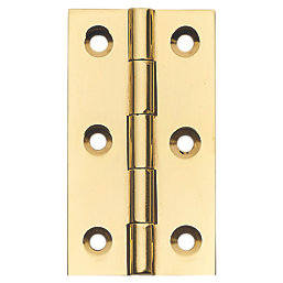 Polished Brass  Solid Drawn Butt Hinges 64mm x 35mm 2 Pack