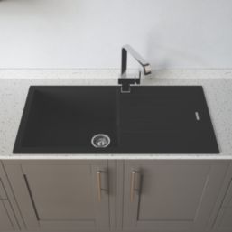Carysil TD100L-MB 1 Bowl Granite Composite Kitchen Sink Midnight Black Reversible 1000mm x 500mm