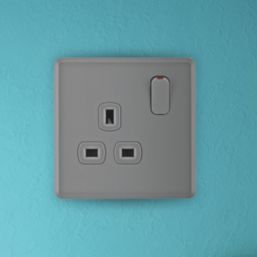 Arlec  13A 1-Gang SP Switched Socket Grey  with Colour-Matched Inserts