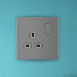 Arlec  13A 1-Gang SP Switched Socket Grey  with Colour-Matched Inserts