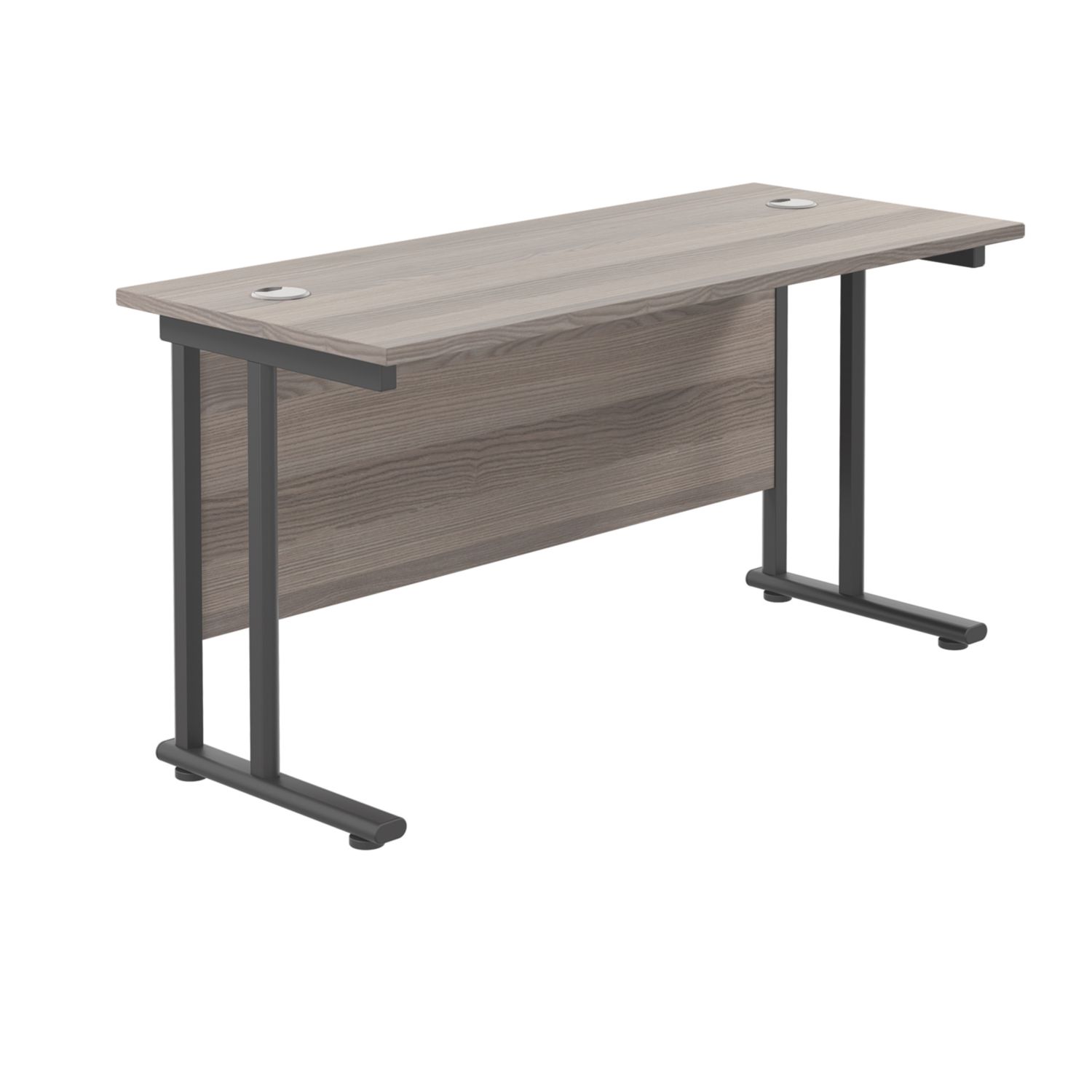 TC Group Aztec Twin Upright Rectangular Office Desk Grey Oak/Black 1400mm x 600mm (226TT)