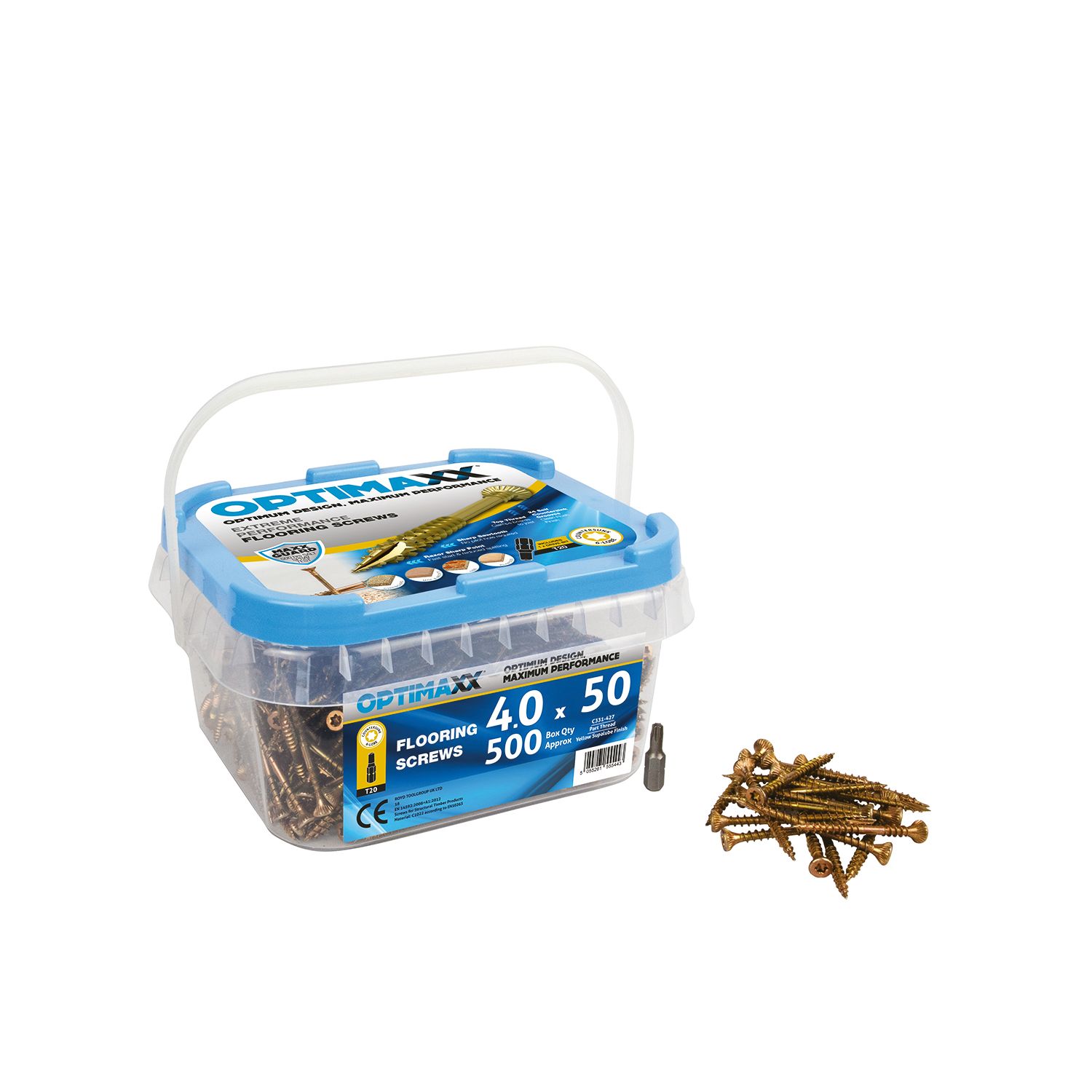 Optimaxx TX Countersunk Flooring Screws 4mm x 50mm 500 Pack (226TY)