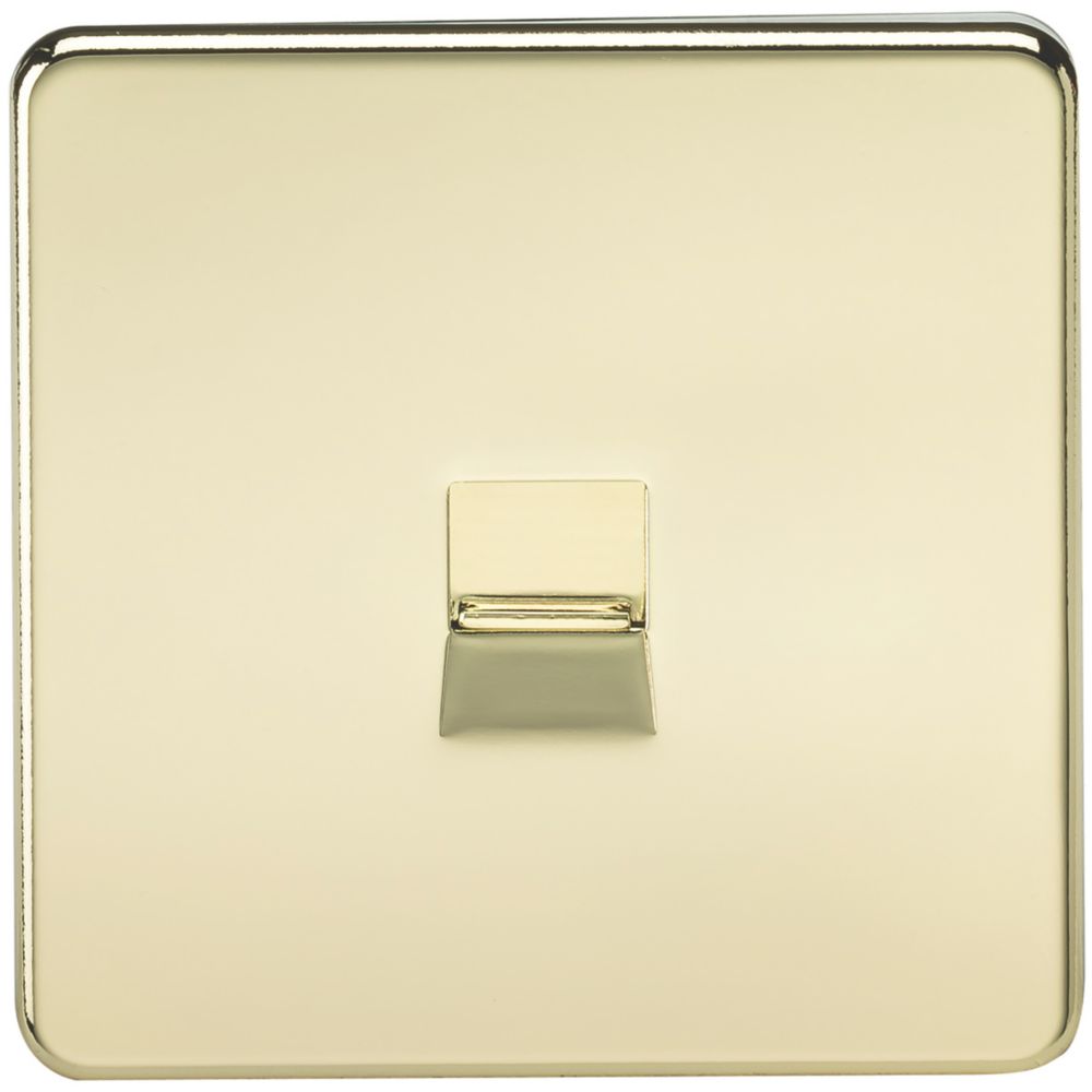 Knightsbridge 1Gang Master Telephone Socket Polished Brass Screwfix