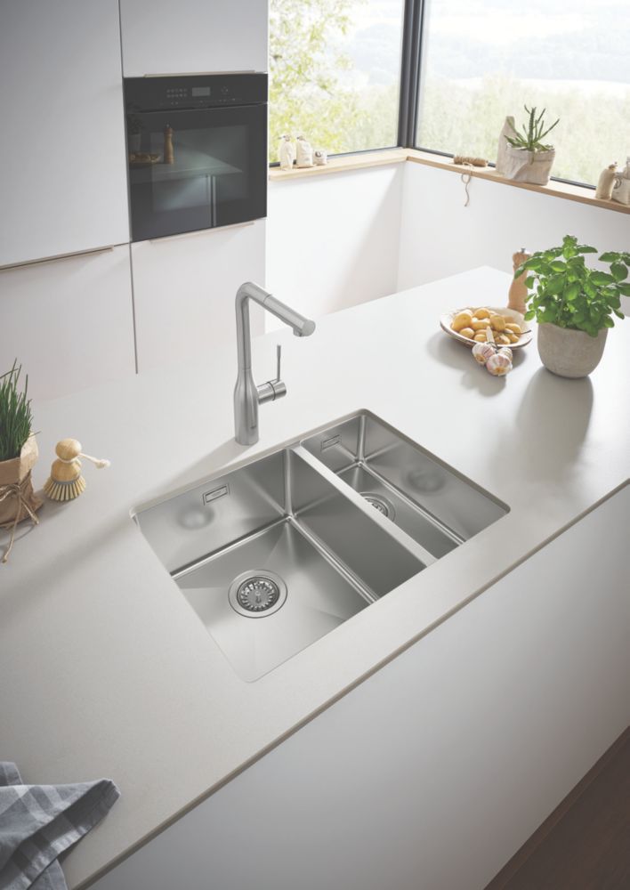 Grohe K700U Left Handed 1.5 Bowl Stainless Steel Undermount Sink  595mm x 450mm