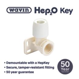 Hep2O  Plastic Push-Fit Adapting 90° Wall Plate Elbow 15mm x 1/2"