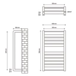 GoodHome Salisbury Vertical Water Towel Warmer 700mm x 400mm White 1174BTU  - Screwfix
