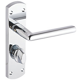 Smith & Locke Crane Fire Rated WC Door Handles Pair Polished Chrome