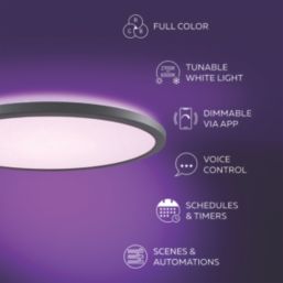 Calex Halo RGB & White LED Smart Ceiling Light Black 25W 1900lm