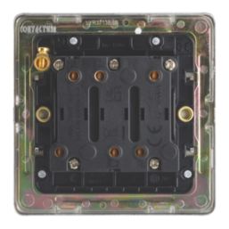 Contactum Lyric 10AX 1-Gang 3-Pole Fan Isolator Switch Brushed Steel  with Black Inserts