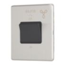 Contactum Lyric 10AX 1-Gang 3-Pole Fan Isolator Switch Brushed Steel  with Black Inserts