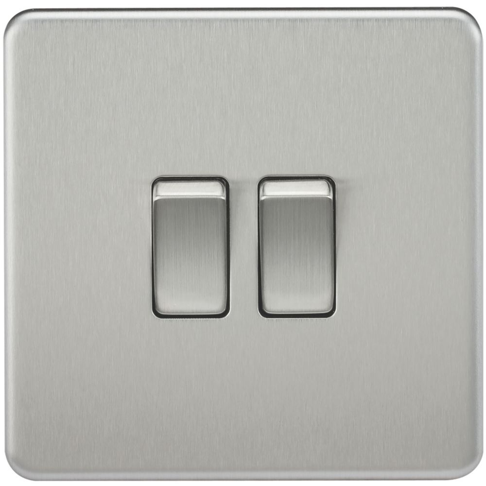 Satin / Brushed Chrome 2 Gang 2 Way 10AX Toggle Light Switch - SE Home - 3