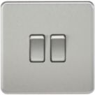 Knightsbridge  10AX 2-Gang 2-Way Light Switch  Brushed Chrome