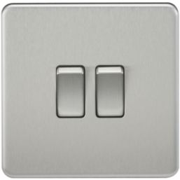 Knightsbridge  10AX 2-Gang 2-Way Light Switch  Brushed Chrome