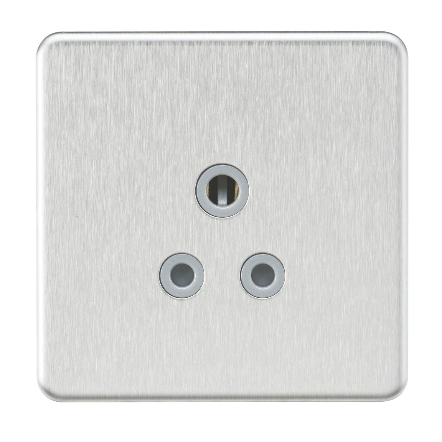 Knightsbridge 5A 1-Gang Unswitched Socket Brushed Chrome with Colour-Matched Inserts (227TY)