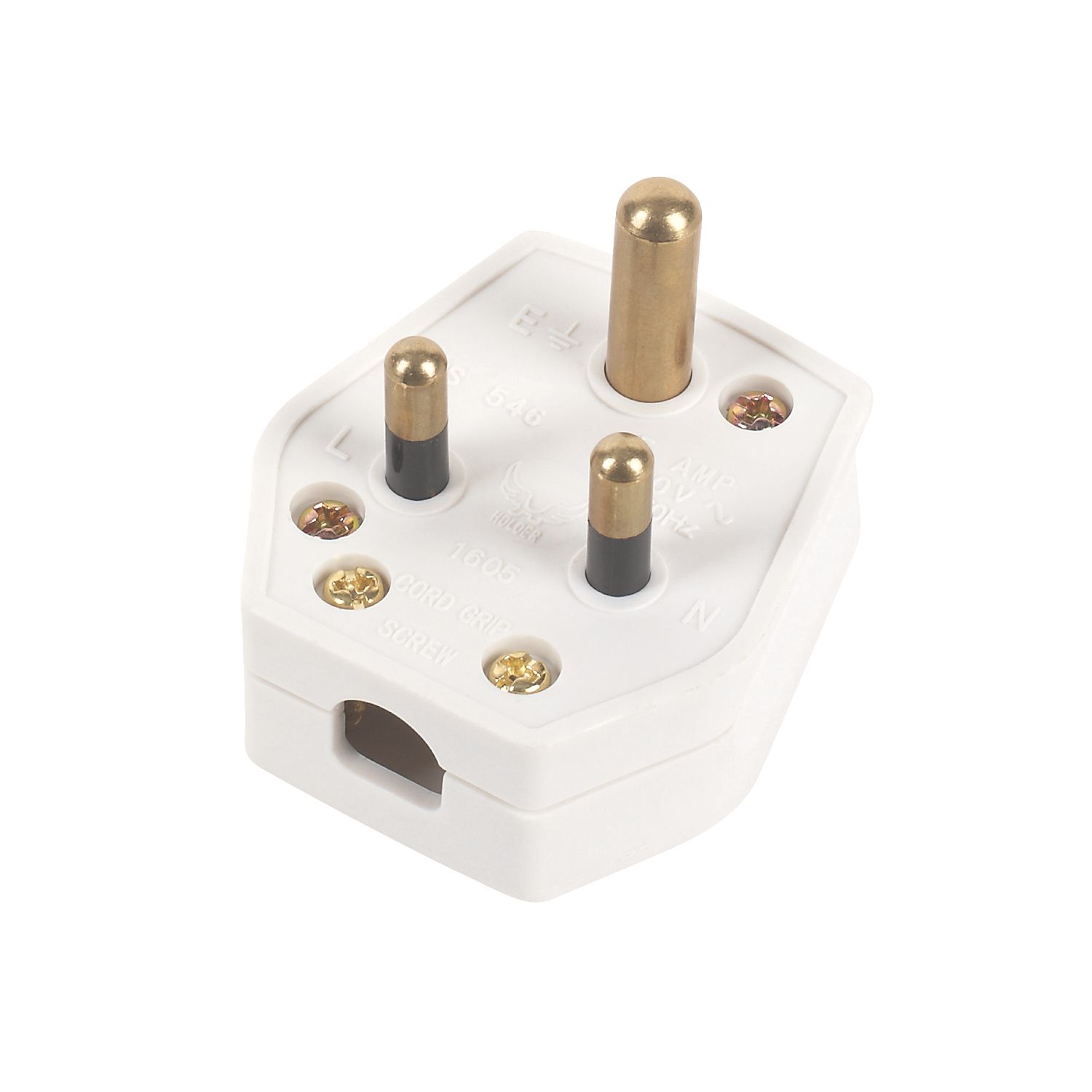 Essentials 5A Unfused Round Pin Plug White (22877)