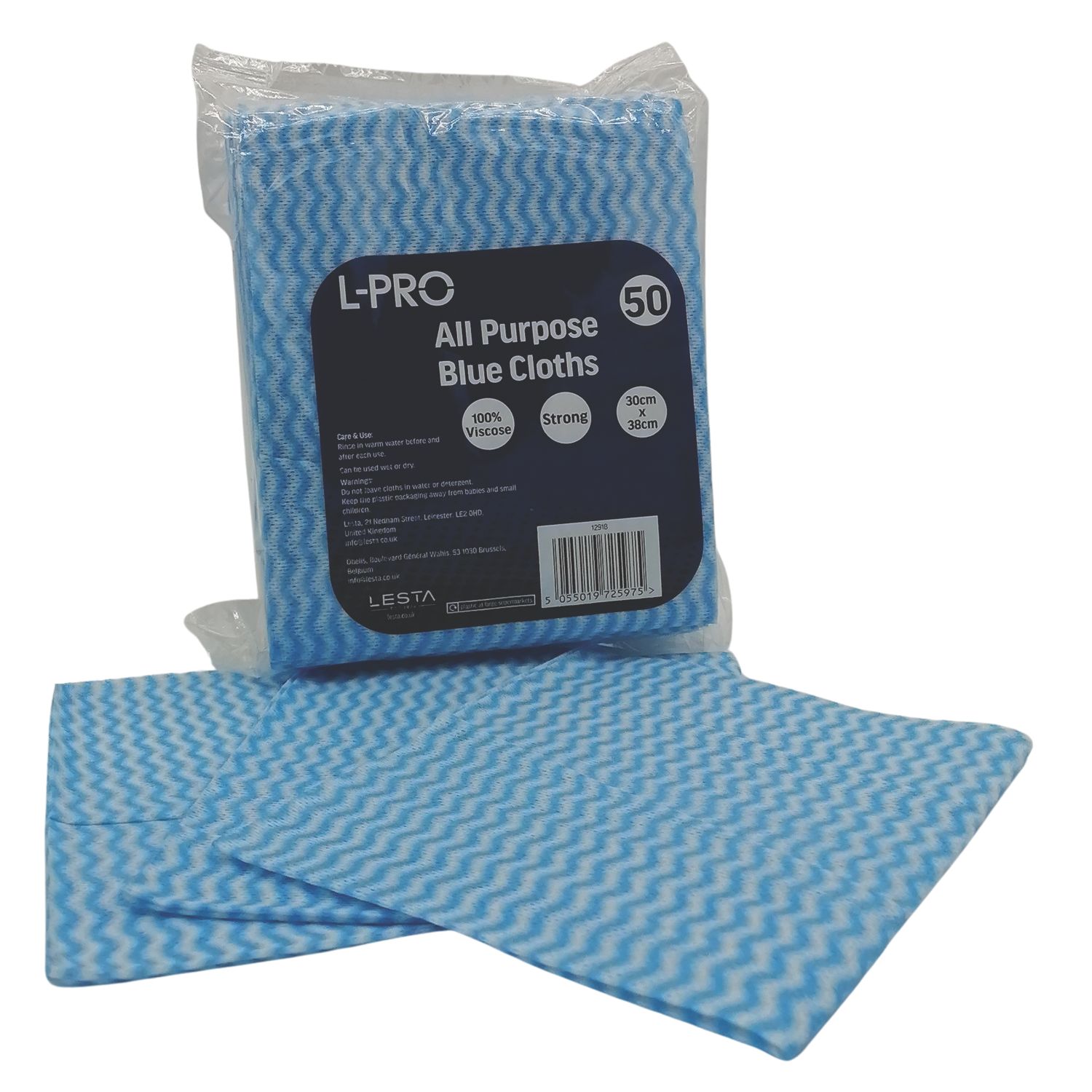 L-PRO All Purpose Non-Woven Cleaning Cloths Blue 30cm x 38cm 50 Pack (228AW)