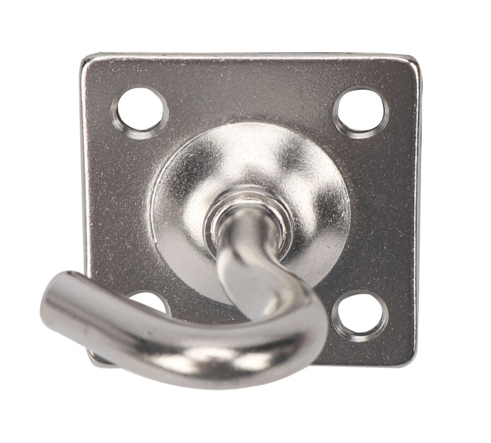 Essentials Stainless Steel Hook on Plate 45mm x 45mm 2 Pack Screwfix