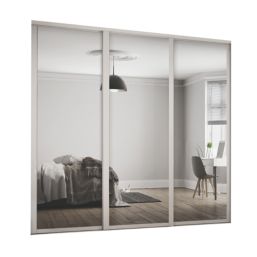 Spacepro Shaker 3-Door Sliding Wardrobe Door Kit Cashmere Frame Mirror Panel 2592mm x 2260mm