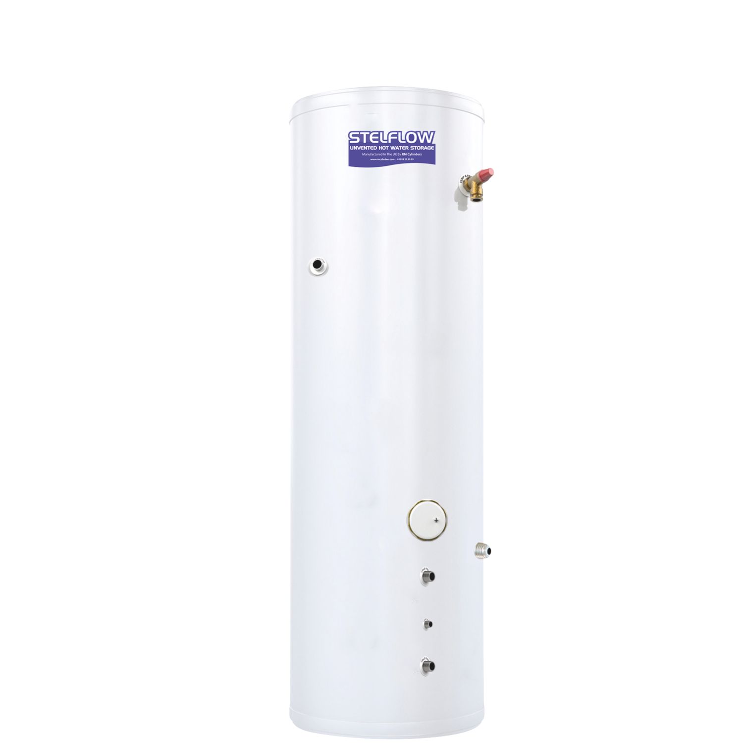 RM Cylinders Stelflow Indirect Unvented High Gain Slim Hot Water Cylinder 180Ltr 3kW (228PG)