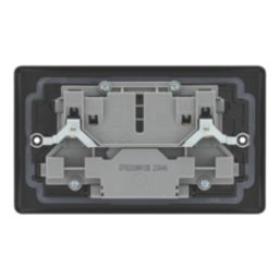 LAP  13A 2-Gang SP Switched Socket + 2.4A 12W 2-Outlet Type A USB Charger Matt Black with Black Inserts