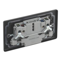 LAP  13A 2-Gang SP Switched Socket + 2.4A 12W 2-Outlet Type A USB Charger Matt Black with Black Inserts