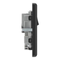 LAP  13A 2-Gang SP Switched Socket + 2.4A 12W 2-Outlet Type A USB Charger Matt Black with Black Inserts