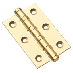 Smith & Locke Polished Brass  Ball Bearing Hinges 75mm x 50.8mm 2 Pack