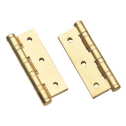 Smith & Locke Polished Brass  Ball Bearing Hinges 75mm x 50.8mm 2 Pack