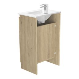 Newland  Double Door Floor Standing Vanity Unit with Basin Effect Natural Oak 500mm x 370mm x 840mm