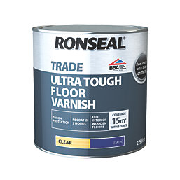 Ronseal Trade Ultra Tough Floor Varnish Clear Satin 2.5Ltr
