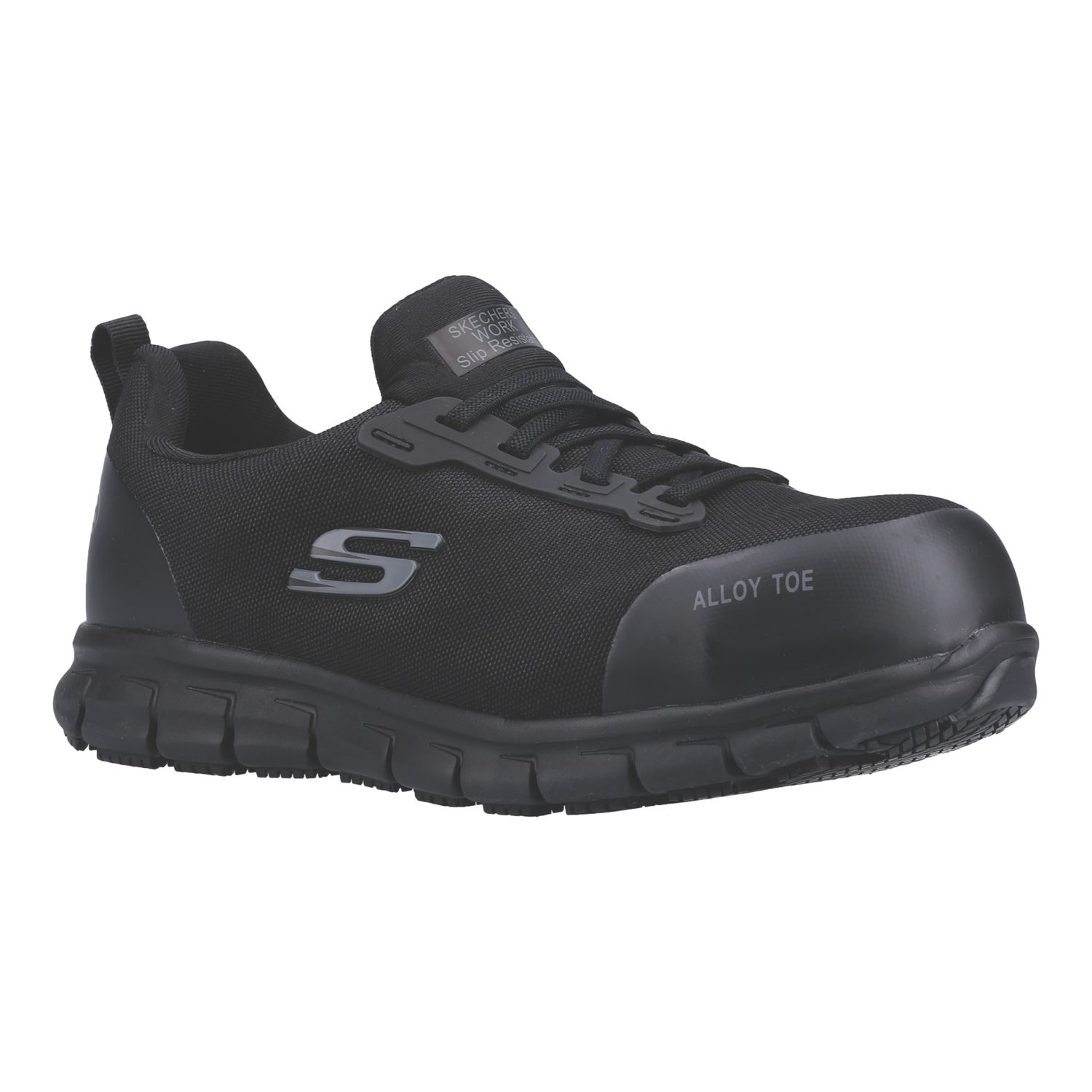 Skechers Sure Track Jixie Size 7 Womens Black Slip-On Safety Trainers (228XH)