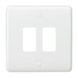 Knightsbridge Curved Edge 2-Module Grid Faceplate White