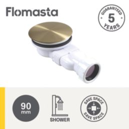 Flomasta  Shower Trap Brushed Brass 90mm